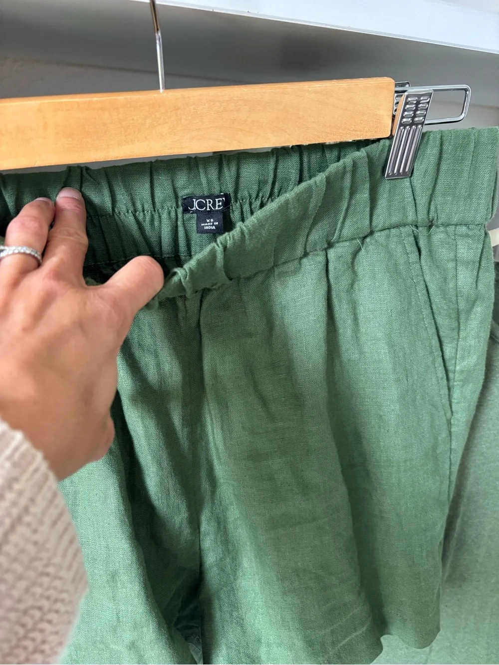 J. Crew Olive Green Linen Pull-On Shorts and Linen T-shirt